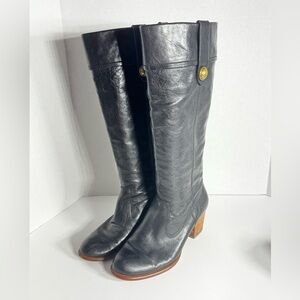Vintage Coach Fayth Black Leather Heeled Boots Size 8